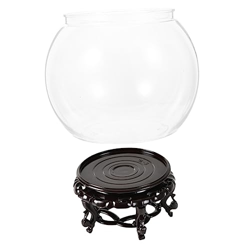 TOYANDONA Runder Fischbowl mit Basis Teiliges Transparentes Tisch Aquarium für Goldfische zur Dekoration von Schreibtisch und Regal Langlebig und von TOYANDONA