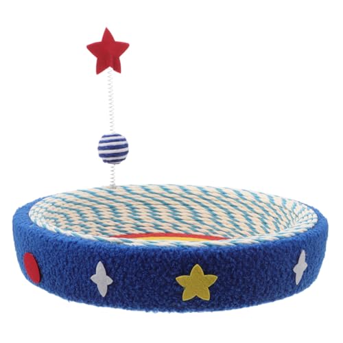 TOYANDONA Rundes Katzenkratzbett mit Sternmuster Kleiner Katzennest Pad Kratzfester Runder Katzenkratzschutz für Indoor Katzen Kompakt und Möbelschonend für Kleine Katzen von TOYANDONA