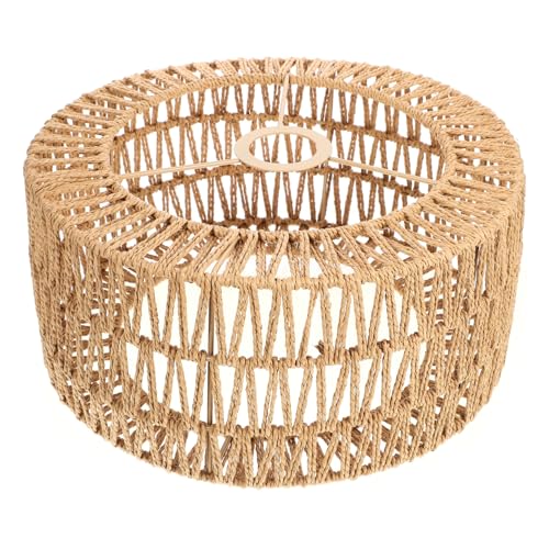 TOYANDONA Rustikaler Handgewebter Lampenschirm aus Gras Strohseil Große Deckenlampe Leichter Stabiler Ersatz für Wohnzimmer Schlafzimmer Hotel Vielseitige Hängelampe von TOYANDONA