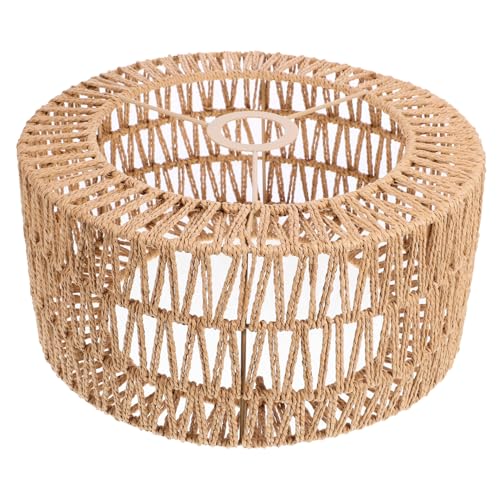 TOYANDONA Rustikaler Lampenschirm aus Handgeflochtenem Strohtau Leichter und Strapazierfähiger Deckenlampen-abdeckung Stabile Struktur Einfacher Einbau für Hotel Zuhause Bar und Wohnräume von TOYANDONA