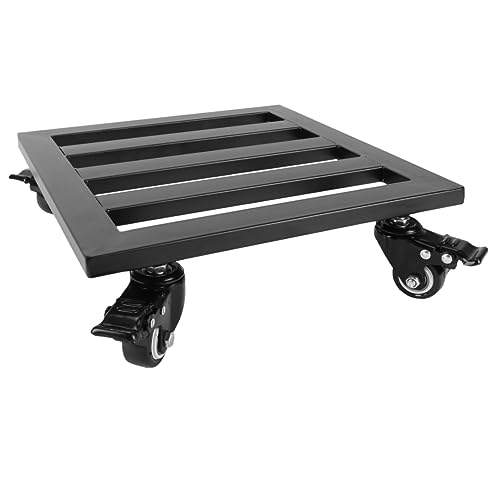 TOYANDONA Schwarzer Quadratischer Pflanzenständer mit Strapazierfähiger Eisenhalter für Große Blumentöpfe Mobiler Pflanzwagen für Drinnen und Draußen Bodenschonend und rutschfest von TOYANDONA