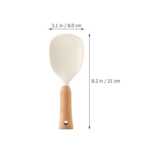 TOYANDONA Silikon Reislöffel mit Holzgriff Stabiles Stehdesign Langlebiger Küchenlöffel für Reisportionierung und Servieren Kompakt und Platzsparend Vielseitig als Koch Servierlöffel von TOYANDONA