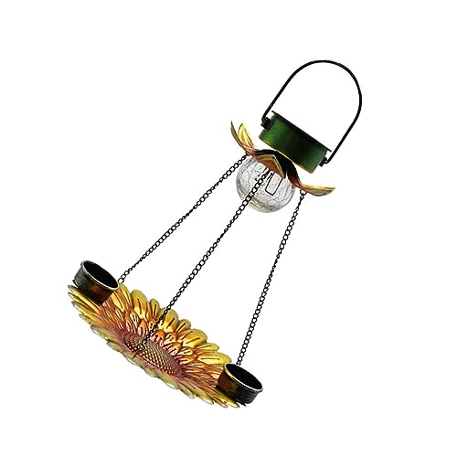 TOYANDONA Solarvogelhäuschen mit Solarlampe Kreative Sonnenblume Hängender Vogelfutterspender für Kleine Vögel für Garten und Balkon LED Beleuchtung bei von TOYANDONA