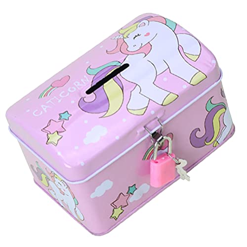 TOYANDONA Sparschwein Mit Schlüssel Einhorn Spardose mit Schloss Sparbox Kinder Sparbüchse Münze Aufbewahrungsbox Piggy Bank Spartopf Münzbank für Geburtstag von TOYANDONA