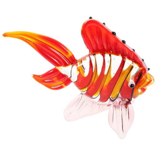 TOYANDONA Stilvolles Stained Glass Fish Ornament aus Glas Feine Verarbeitung Dekoratives Fisch-dekoobjekt für Tisch Schrank Büro Langlebige Meeres Wohnraumdekoration von TOYANDONA