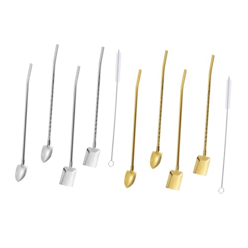 TOYANDONA Teiliges Edelstahl Dessertlöffel und Strohhalm Löffel Vielseitig Einsetzbar für Eis Tee Kaffee und Kuchen Langlebig Farblich Sortiert Angenehme Haptik Spülmaschinengeeignet von TOYANDONA