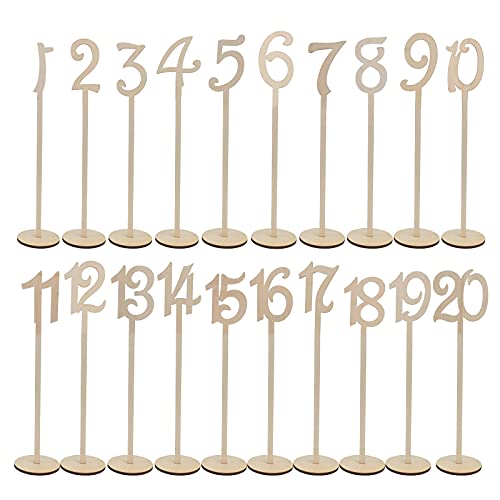 TOYANDONA Tischnummern Holz Tischnummern 1-20 mit Halter Basis für Hochzeit Party Tischdekoration von TOYANDONA