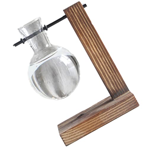 TOYANDONA Transparente Glasvase Für Hydrokultur Holzständer Zum Aufhängen Blumentopf Für Zimmerpflanzen Wasserpflanzer Für Zuhause Und Büro Dekorative Glasvase Mit Naturholzhalter von TOYANDONA