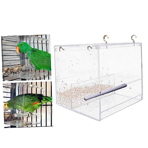 TOYANDONA Transparente Vogel Futterstation aus Extra Dickem mit Großem Futtertablett Entnehmbarer Trennwand und Ablauflöchern Wetterfest für Wildvögel Am Fenster Garten von TOYANDONA