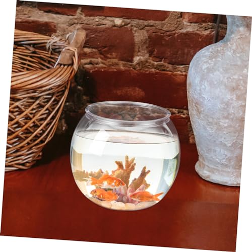 TOYANDONA Transparenter Mittlerer Runder Desktop Fischtank aus Bruchsicherem Kunststoff Klare Fischschale Dekorativer Aquarium Behälter für Büro und Wohnraumnutzung von TOYANDONA