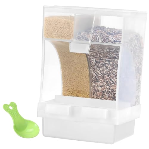 TOYANDONA Transparenter Vogel Futterspender mit Löffel Automatischer Futterbehälter für Wellensittiche Einfache Robustes Kunststoffmaterial für Vogelkäfig und Zufällige Zufällige Farbe von TOYANDONA