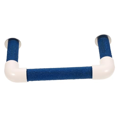 TOYANDONA U Förmige Papageien Sitzstange aus Robustem PVC Kratzfestes Kauspielzeug mit Sandbeschichtung Platzsparend für Große Vogelkäfige Natürliche Krallenpflege und Langlebig Blau von TOYANDONA