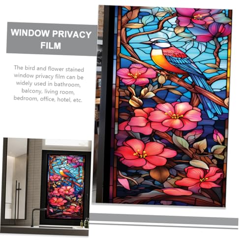 TOYANDONA Vintage Fensterfolie mit Bienen Blumenmotiv Selbsthaftende Nicht Klebende PVC Sichtschutzfolie für Badezimmer UV Schutz Einfach Zuschneidbar und Rückstandslos Entfernbar von TOYANDONA
