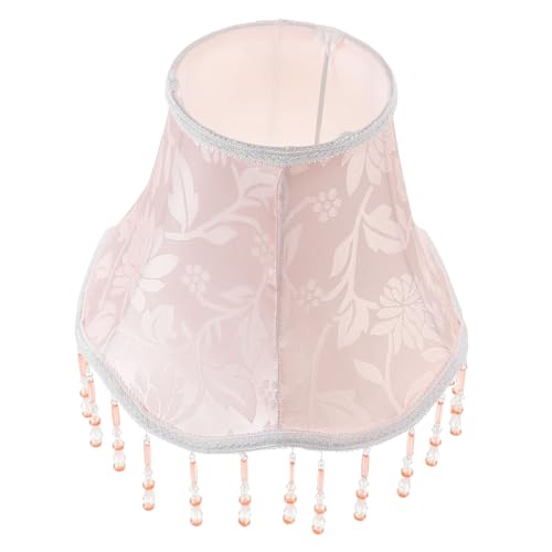 TOYANDONA Vintage Lampenschirm aus Stoff mit Fransen Europäischer Stil Rosa Blütenmuster Passend als Nachttisch und Stehlampen Zubehör für Schlafzimmer und Wohnzimmer von TOYANDONA