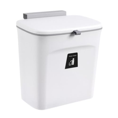 TOYANDONA Wandmontage Mülleimer mit Deckel Schmaler Hängender Abfalleimer für Küchenschrank mit Druckring gegen Verrutschen Platzsparender Küchenschrank Abfallsammler Geruchsversiegelt Weiß von TOYANDONA