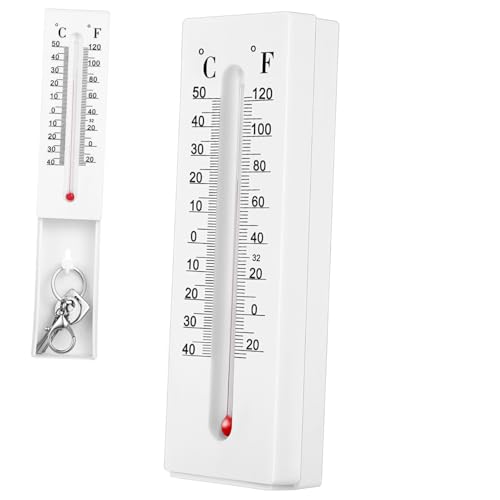 TOYANDONA Wandthermometer mit Verstecktem Schlüsselversteck Temperaturanzeige in Celsius und Fahrenheit Genaues Außenthermometer für Innen und Außen Schlüsselhalter mit Haken für Haus und von TOYANDONA