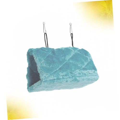 TOYANDONA Warmes Plüsch papageien hängemattenbett Kleines Dreieckiges Vogelhängemattenschlafnest Weiches Haustierbett für Käfig Tragbar mit Doppelhaken Fördert Balance und Koordination Blau von TOYANDONA