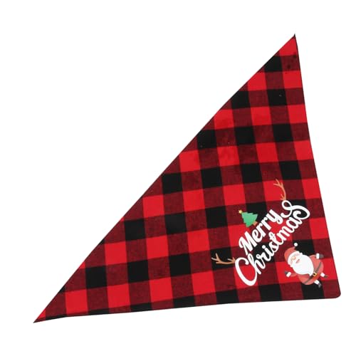 TOYANDONA Weihnachtliches Hundebandana Plaid Muster Waschbares Strapazierfähiges Dreieckstuch für Haustiere Festlicher Hundehalstuch Schal Geeignet für Mittelgroße und Kleine Hunde von TOYANDONA