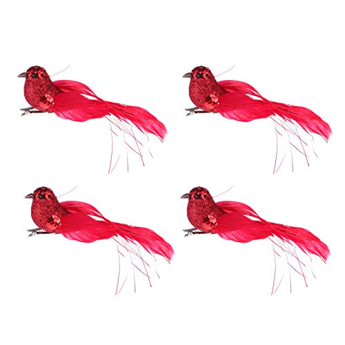 TOYANDONA 4 Stück Künstlicher Vogel Weihnachtsbaum Hängende Ornamente Flash-Spielzeug Gefälschte Vögel Feder Vogel Modell Schreibtischdekorationen Vogelmodell Schaum Kind Blitz Skulptur Rot von TOYANDONA