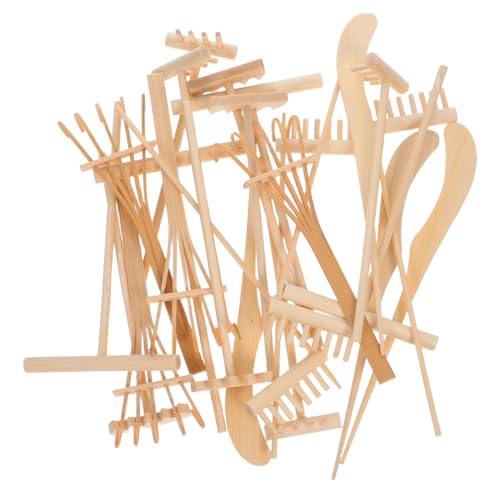 TOYANDONA Zen Sand Garden Rake Set Miniature Rock Sand Rake Tools mit Holztablett Teiliges Zen Garten Zubehör für Desktop Meditation und Gestaltendes Gestalten von TOYANDONA