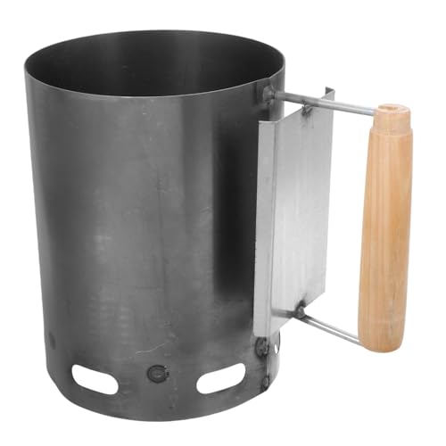 TOYANDONA mit Hitzeschutz und Holzgriff Großer Anzündkamin für Effizientes Grillen und Outdoor Kochen Tragbar und Langlebig von TOYANDONA