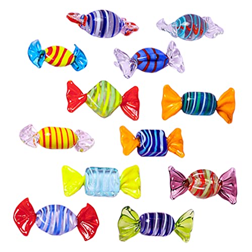Toyandona 12 Stück Bonbons aus Glas, Ornamente Vintage Murano aus Glas, Bonbons, künstliche Bonbons, Dekoration für Geschenke, Empfang, Party, Hochzeitsdekoration (zufällige Stil) von TOYANDONA