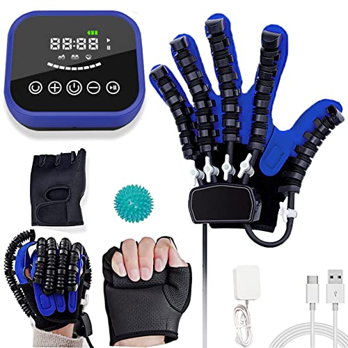 TOYIFEI Rehabilitation Training Gloves, Für Fingertraining, Roboterhandschuhe Für Die Rehabilitation, Reha Roboter Handschuhe(Size:L-Links,Color:Blau) von TOYIFEI