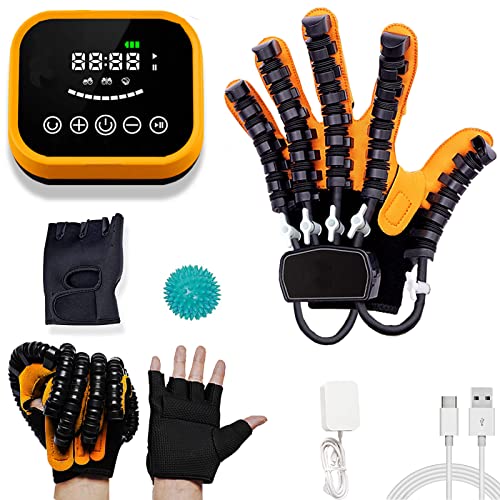 TOYIFEI Rehabilitation Training Gloves, Für Fingertraining, Roboterhandschuhe Für Die Rehabilitation, Reha Roboter Handschuhe(Size:L-Links,Color:Orange) von TOYIFEI
