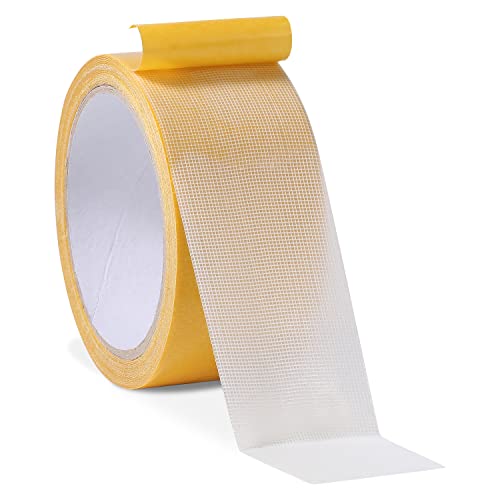 TOYMIS 5cm x 10m Doppelseitiges Klebeband, Multifunktional, Superklebrig, Teppich mit Glasfasernetz, Weiß, Für Zuhause, Büro, Schule von TOYMIS