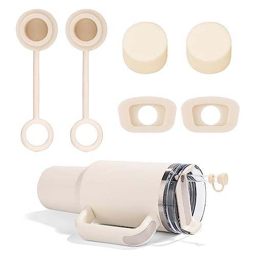 6 Stück Silikon Auslaufsicheres Stopfen Set, Auslaufsicherer Stopfen Spill Stopper Leak Stopper mit Strohhalm Abdeckungen Zubehör Kompatibel mit Stanley Cup 2,0 40/30oz (Cremegelb) von TOYMIS