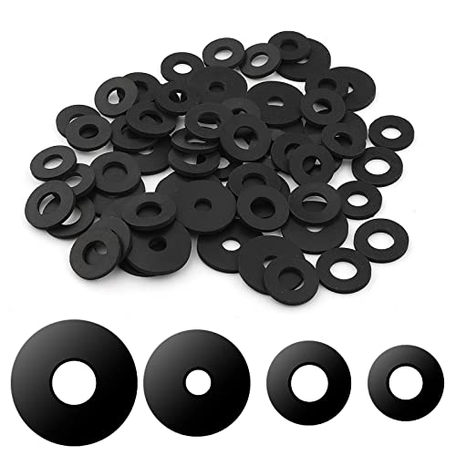 80 Stück Gummi Unterlegscheiben Sortiment, 18/20/25/30mm Flache Gummidichtungen Strapazierfähig Schwarze Gummitülle Vibrationsdämpfungspads für Haushaltsgeräte Wasserhähne Schrauben Bolzen von TOYMIS