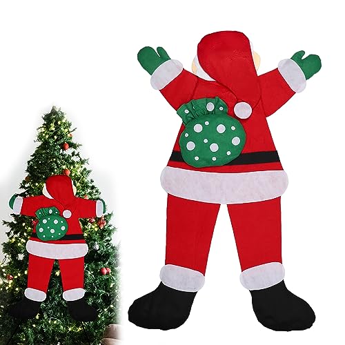 Krachende Weihnachtsmann Dekoration, 138cm Kletternder Hängender Weihnachtsmann für Weihnachtsbaum Christmas Hanging Santa Claus für Dach Kamin Baum Veranda Tür Hof von TOYMIS