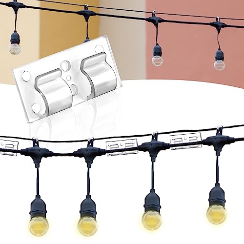 TOYMIS 30st Lichterkette Clips, Außenlicht Clips mit Großem Wasserfestem Klebestreifen Lichterkette Haken Transparente Lichterketten Clips Kabel Organizer für den Außenbereich von TOYMIS