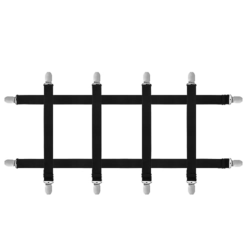 TOYMIS 6St Versteckte Riemen Tischdeckenklammern, Tischdecke Clips Outdoor, Bettlaken Klammern, Elastische Riemen Clips zum Befestigen von Tischdecken Picknick Tischen Sofa Bett (Schwarz) von TOYMIS