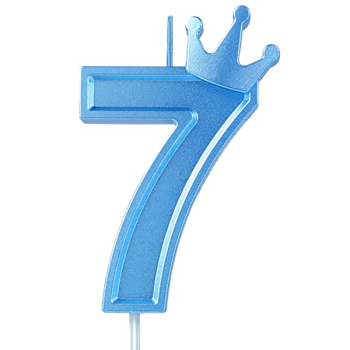 TOYMIS 7,6cm Geburtstagskerze, Blau, 3D Zahl mit Krone, Unparfümiert von TOYMIS