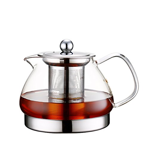 Glas-Teekanne mit Teesieb, Tee-Ei für losen Tee, kleine Teekanne, hitzebeständig, ideal für Teepartys und Herd, 800 ml von TOYO HOFU