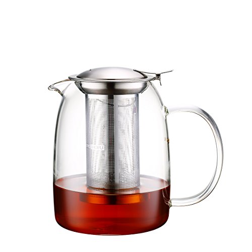 TOYO HOFU Teekanne Glas, Teekanne mit Siebeinsatz,Abnehmbare Abdeckung und Filter,Spülmaschinenfest,Hochwertiges Borosilicatglas,Hitzebeständig Borosilikatglas Dickes Glas Teebereiter,1100ml von TOYO HOFU