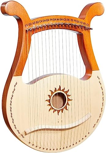 19 String Lyre Mahogany Harp Portable Music Instrument Tuning Wrench for Beginner Outer Space Lotus Wild Goose Easy to Learn von TOYOCC
