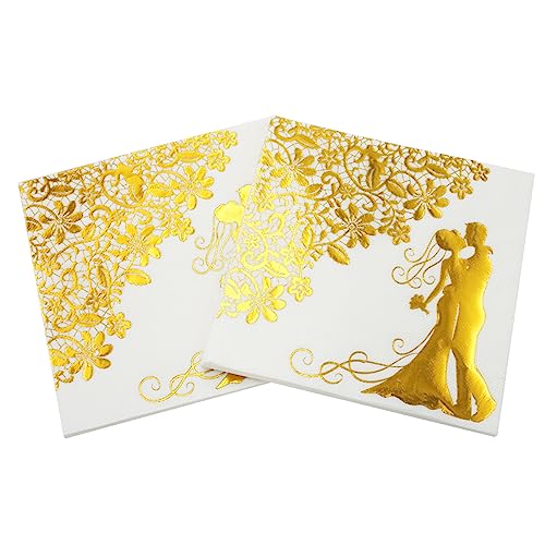 60 Stück Hochzeitsservietten, Golden Foiled Papierservietten Paper Napkins für Party Deko, 33 x 33cm 3-lagig Golden Papierservietten Paper für Hochzeit Verlobung Tischdeko Brautsegen Party Zubehör 60 Stück Hochzeitsservietten, Golden Foiled Papierservietten Paper Napkins für Party Deko, 33 x 33cm 3-lagig Golden Papierservietten Paper für Hochzeit Verlobung Tischdeko Brautsegen Party Zubehör von TOYOCC
