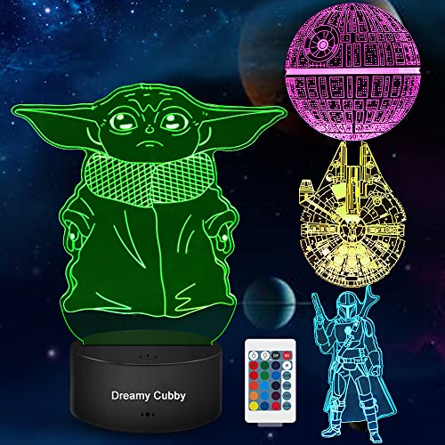Dreamy Cubby Star Wars Geschenke 3D Lampe Spielzeug Nachtlicht mit 4 Mustern und 7 Farbwechsel Dekor Lampe - Perfekte Geschenke für Star Wars Fans Herren Jungen. von Dreamy Cubby