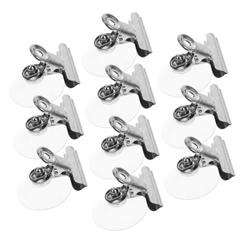 TOYZFRIENDY 10 Stück Saugnapf Clips mit Metallklammern Wiederverwendbare Saugnäpfe Starke Haftung Vielseitig für Fenster Aquarium Büro und Zuhause zur Befestigung von Notizen und Tickets von TOYZFRIENDY