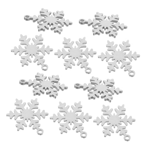 TOYZFRIENDY 10 Stück Teiliges Edelstahl Schneeflocken Pet Id Marken für Hunde und Katzen Silberne Weihnachtsanhänger mit Festlichem Design Robuste Namensschilder für Haustierhalsbänder von TOYZFRIENDY