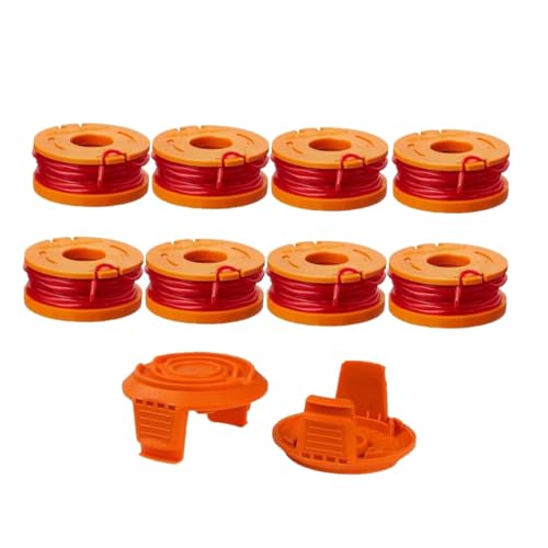 TOYZFRIENDY 10 Stück Teiliges Trimmer spulen set mit Nylon mähfaden und Abdeckungen Kompatibel für Worx Flexible Ersatz mähseile für Rasentrimmer Langlebig und Einfach zu Wechseln von TOYZFRIENDY