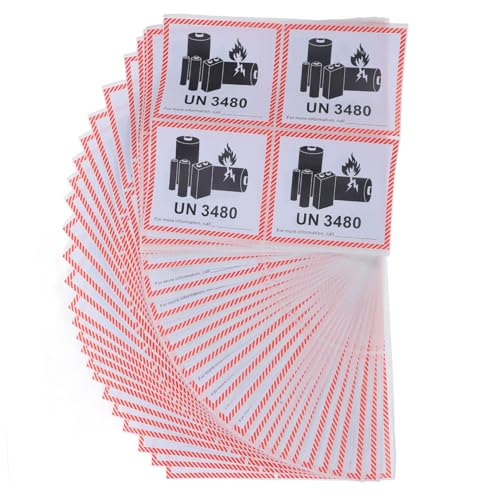 TOYZFRIENDY 100 Blatt Lithium batterie Warnetiketten Selbstklebend Brandschutz Aufkleber für Transport Batteriekennzeichnung Büro und Haus von TOYZFRIENDY