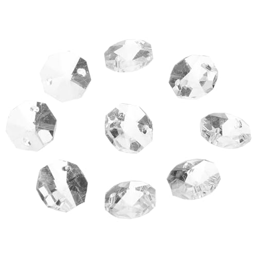 TOYZFRIENDY 100 Stück Klare Transparente Glas Perlen Octagonal Geformt Doppellochig für Perlenvorhang Deko DIY Schmuckherstellung Vielseitige Tür Raumdekoration von TOYZFRIENDY