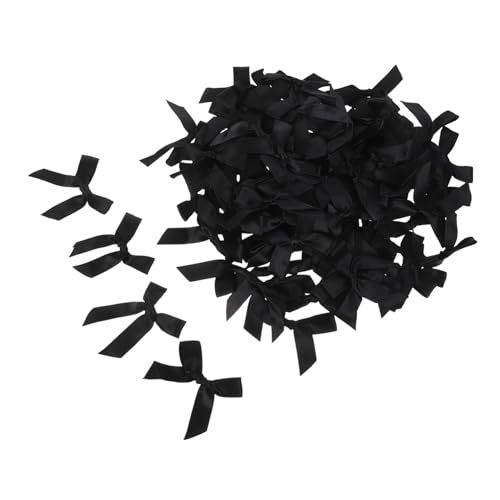 TOYZFRIENDY 100 Stück Teiliges Schwarze Mini Satin Schleifen aus Polyester Kleine Schleifen für Bastelarbeiten Geschenkverpackungen Scrapbooking Hochzeit Partydekoration und DIY Projekte von TOYZFRIENDY