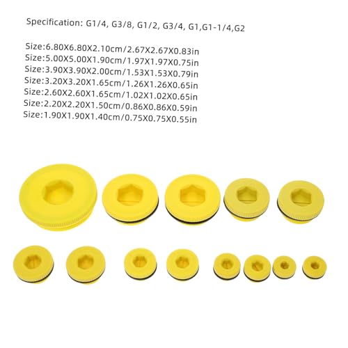 TOYZFRIENDY 13 Stück Teiliges Hydraulische Gewindeschrauben endkappen aus Langlebigem PP und Pom Sechskantige Dichtungsstopfen in Verschiedenen Gelb für Zuverlässige Abdichtung und Schutz bei von TOYZFRIENDY