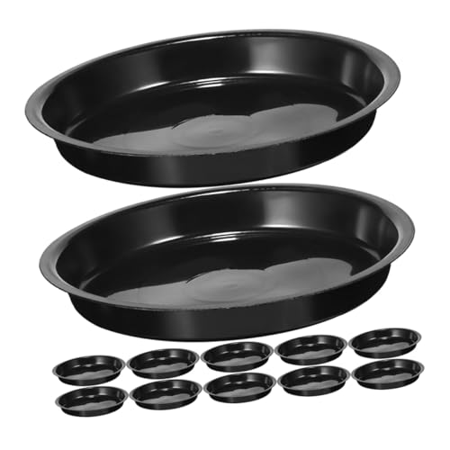TOYZFRIENDY 16 Stück Teiliges Pflanzuntersetzer Robustem Verschleißfestem Kunststoff Runde Schwarze Pflanzschalen zur Wasserauffangung für Blumentöpfe für Innen und Außenbereiche Schützt Böden von TOYZFRIENDY