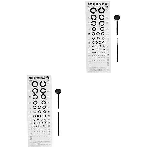 TOYZFRIENDY 2 Sätze Sichtprüfungstafel mit Teleskopstab Wasserdichte Augendiagramm Tafel für Präzise Sehtests C und Zubehör Teile von TOYZFRIENDY