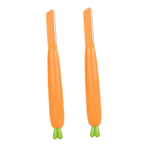 TOYZFRIENDY 2 Stück Augenbrauenrasierer aus Edelstahl mit Sicherer Anti-kratzer-klinge Tragbarer Karottenform für Präzises Gesichts Augenbrauen-haarentfernungstool Leicht und Kompakt für Damen von TOYZFRIENDY